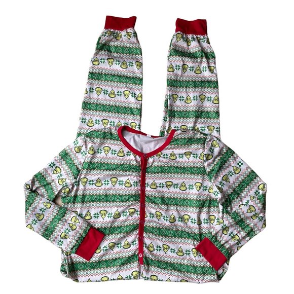 The Grinch Fair Isle Onesie Union Suit Loungewear Sleep Christmas Pajamas-Dad M - Picture 1 of 15